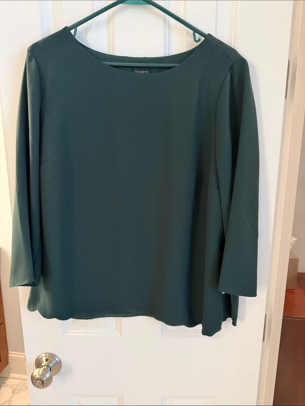 Talbots Deep Green Women's Blouse - Long Sleeve Boatneck